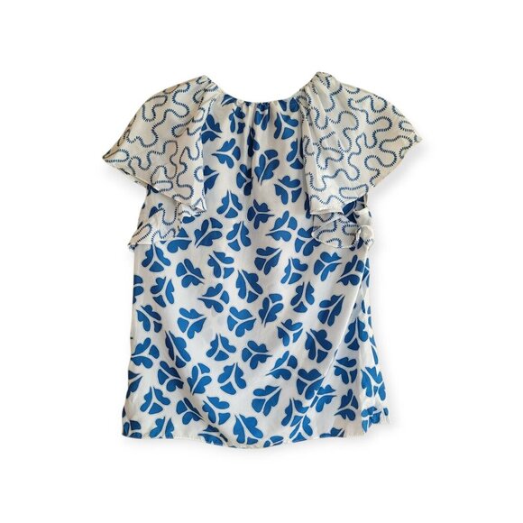 Rebecca Taylor Perla Ruffled Silk Blouse XS Snow Combo - Picture 14 of 16